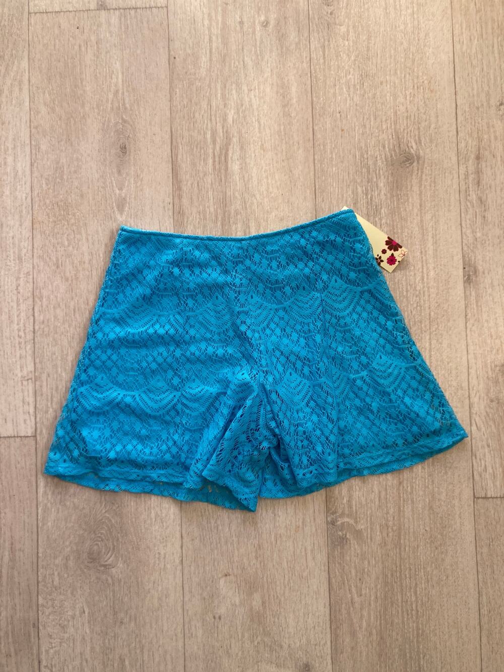 Speechless Blue Lace Zip Up Girls Shorts, Size L